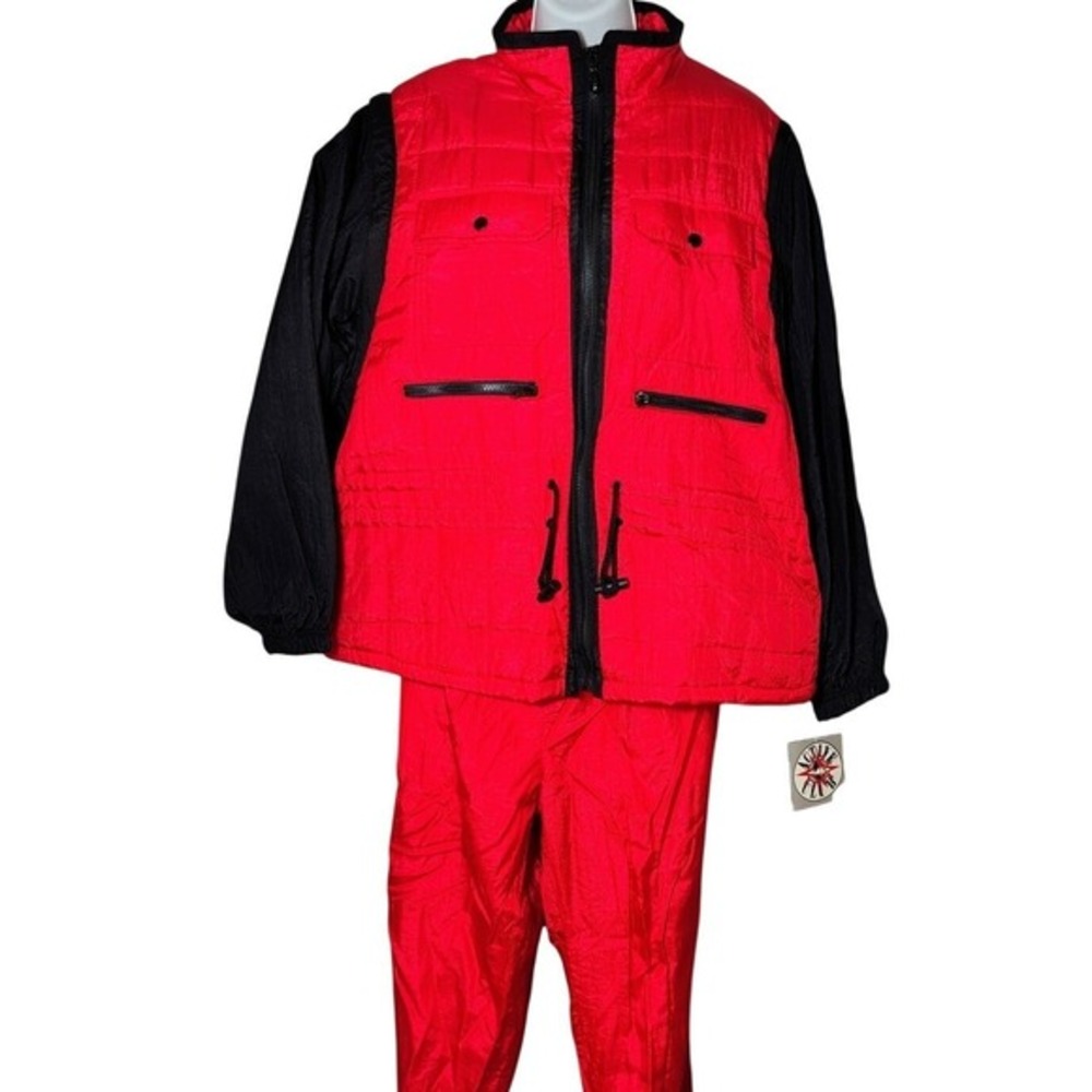 Active Club Red Black Tracksuit Set Jacket‎ Pants XL Extra Large vtg hiphop